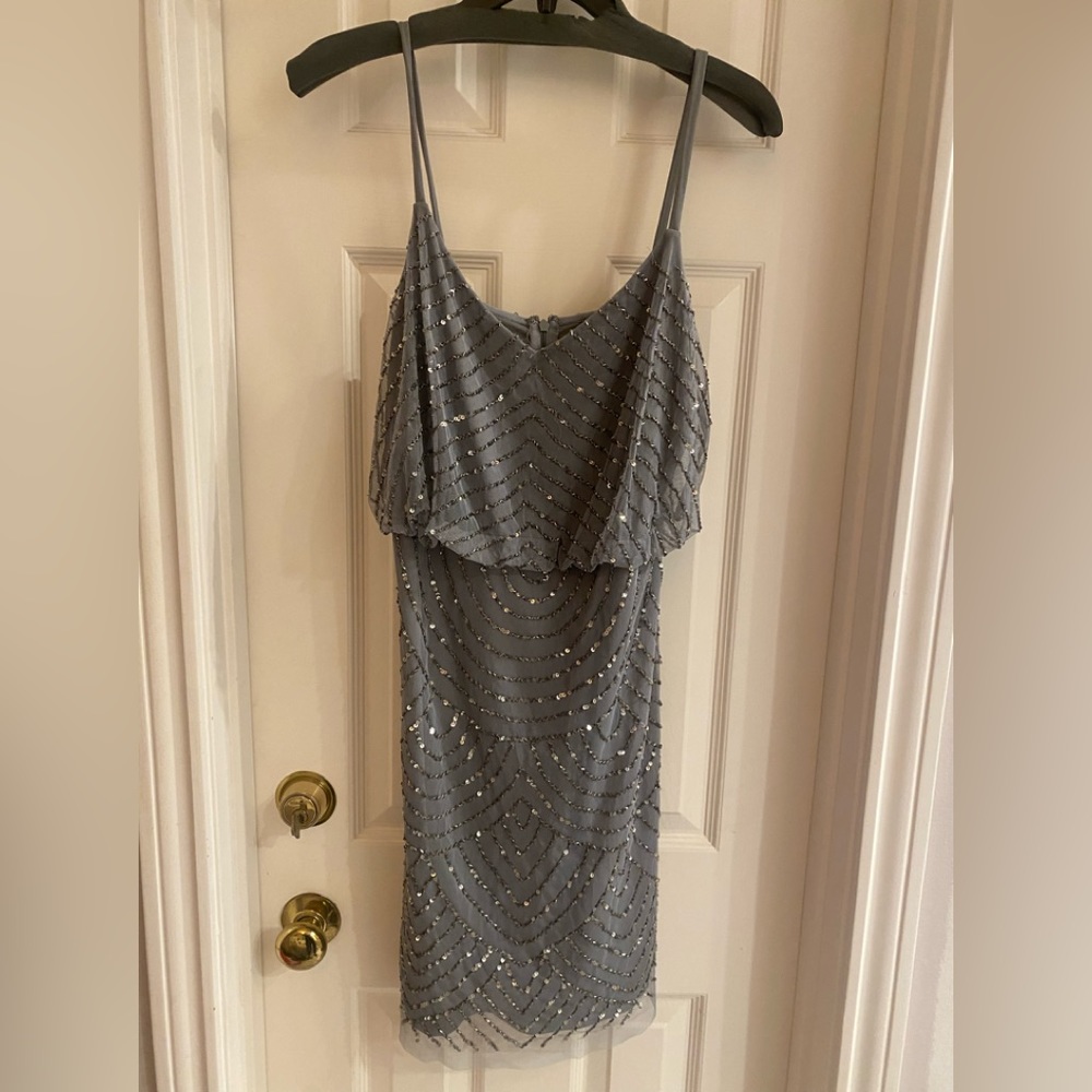 Beautiful Size 10 Adrianna Papell beaded blouson short dress!!!